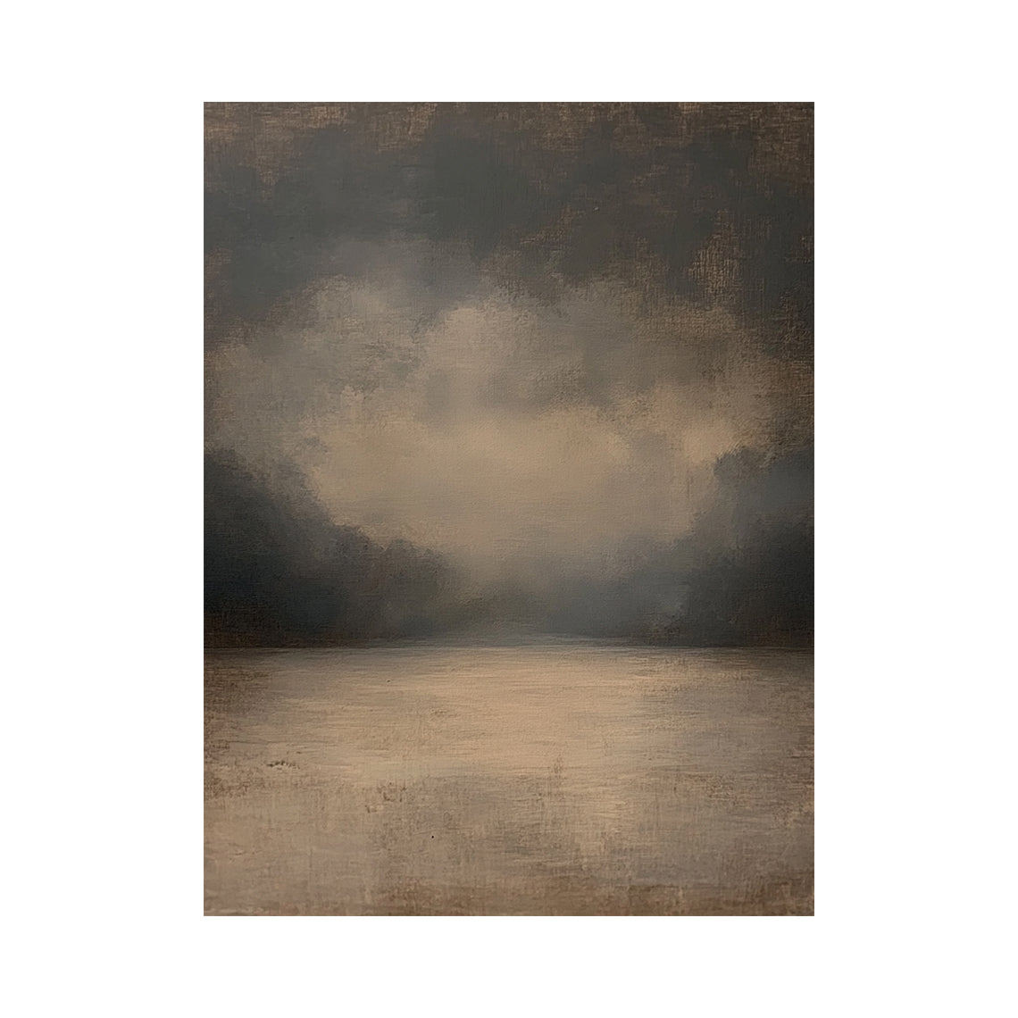 Stillwater, Brown Foggy Lake Canvas Wall Art AURA877