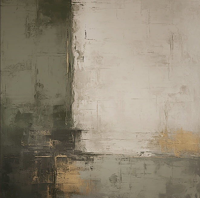 Shadow Reverie Canvas a Olive Grey & Sand Textured Wall Art-AURA077