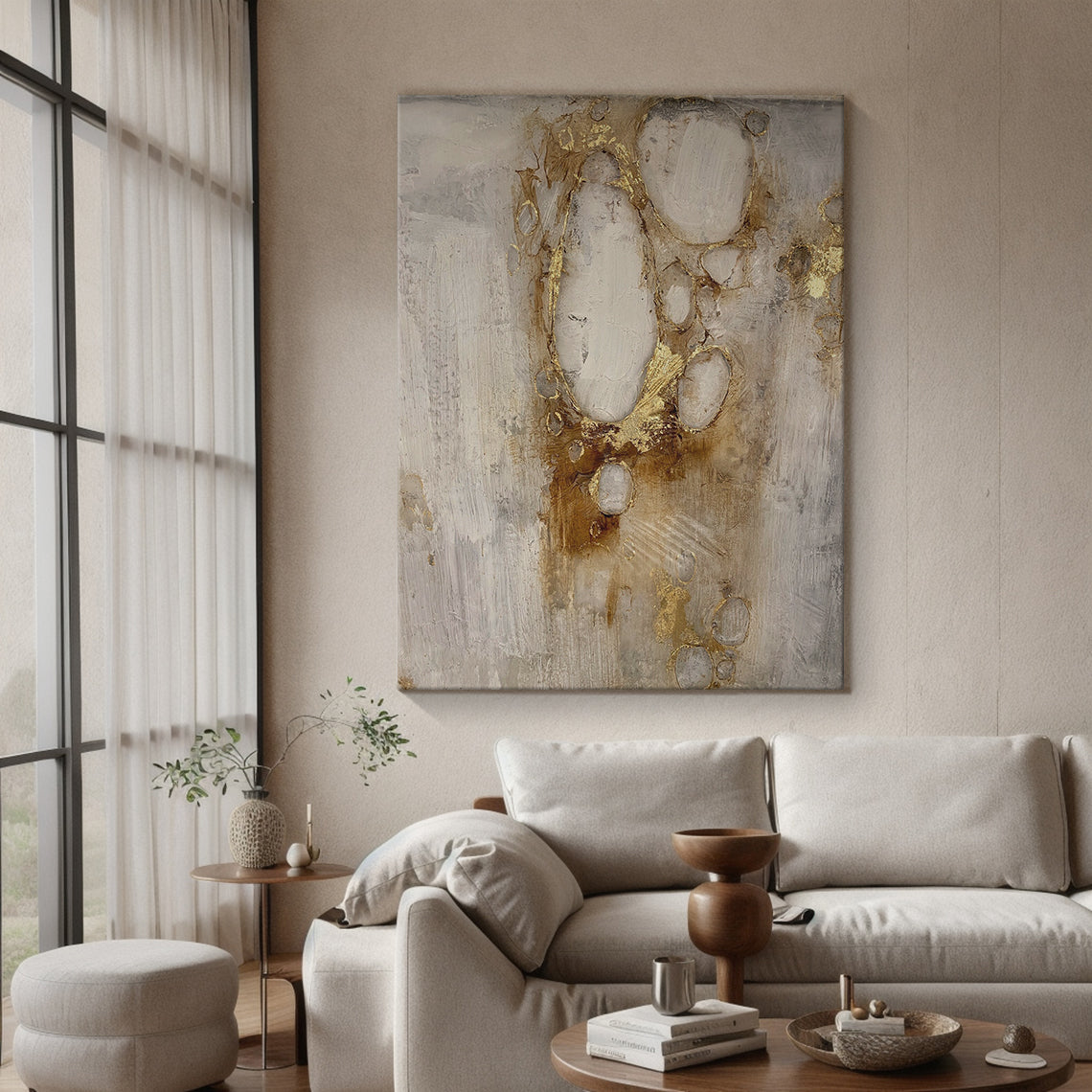 General Abstract Gray Brown Modern Living Room Wall Decor Art - AURA181