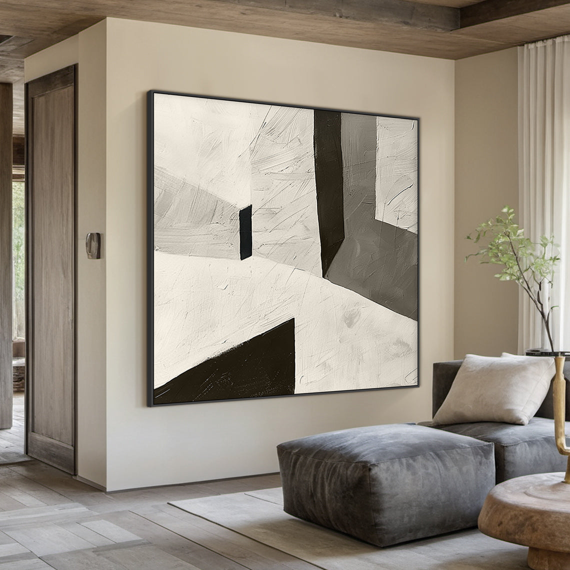 Silent Geometry-Black & Beige Spatial Field-AURA107