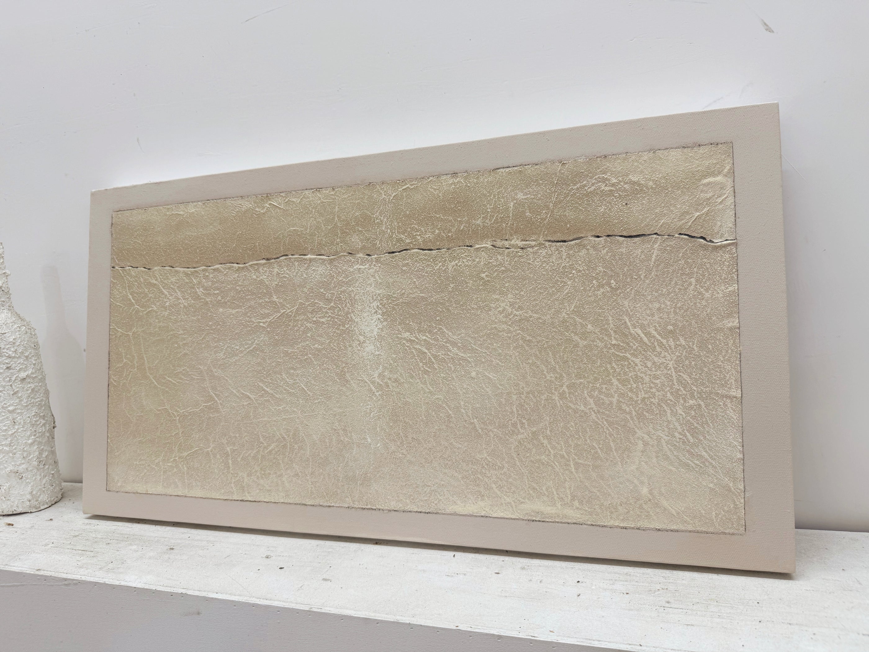 Wabi-Sabi Beige Plaster Textured Abstract Sculpted Canvas Japandi Minimalist Luxe Tactile Handmade Neutral Wall Art AURA734
