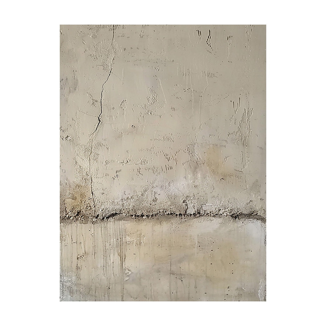 Wabi Sabi Beige Plaster Textured Wall Art with Cracked Mottled Tactile Surface AURA582