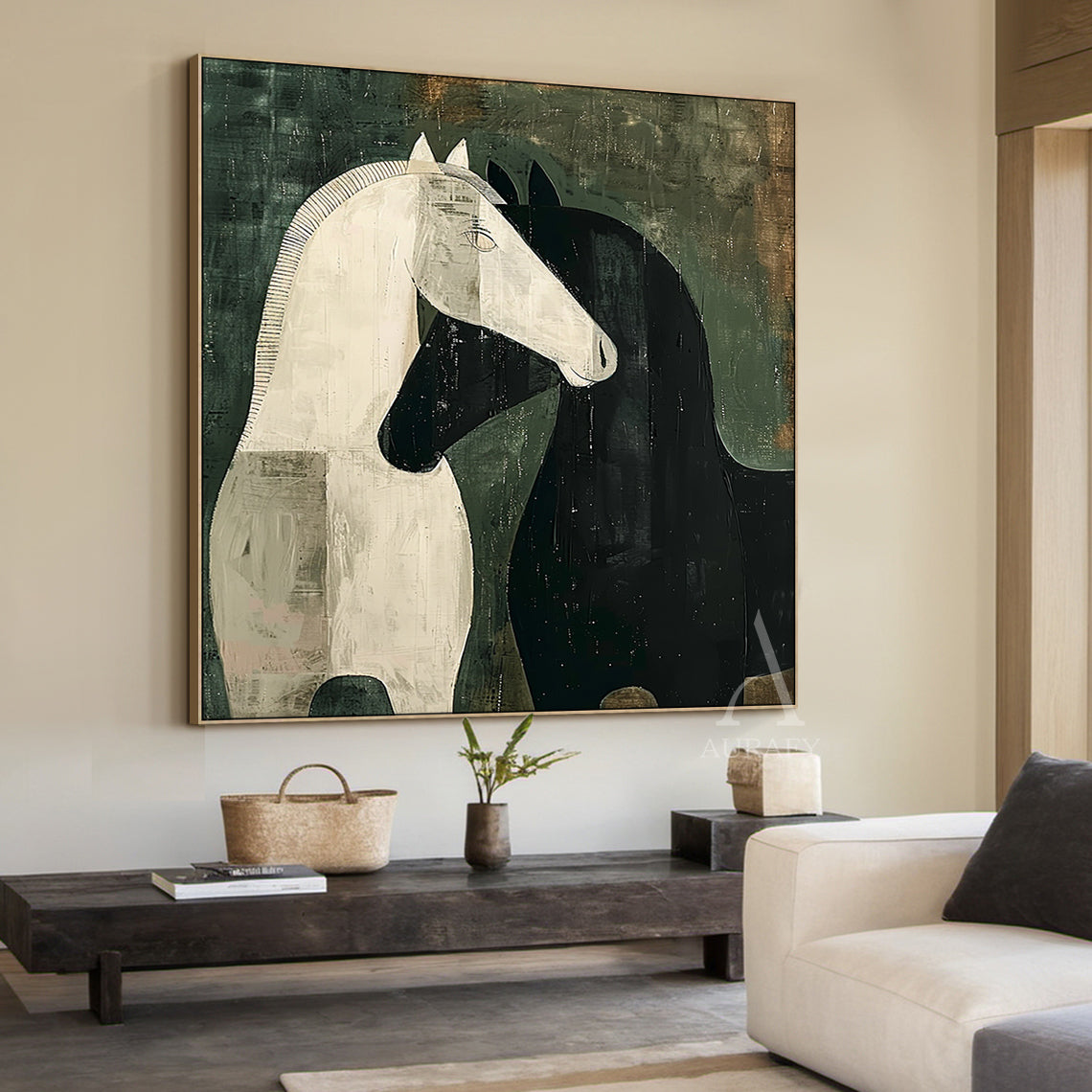 Cute Green Animal Wall Art for Modern Living Room Decor AURA335