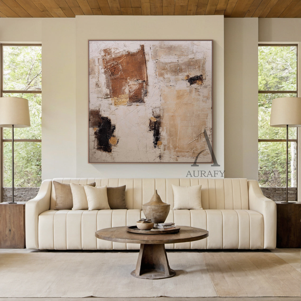 Stylish Beige General Abstract Wall Art for Modern Home Decor AURA237