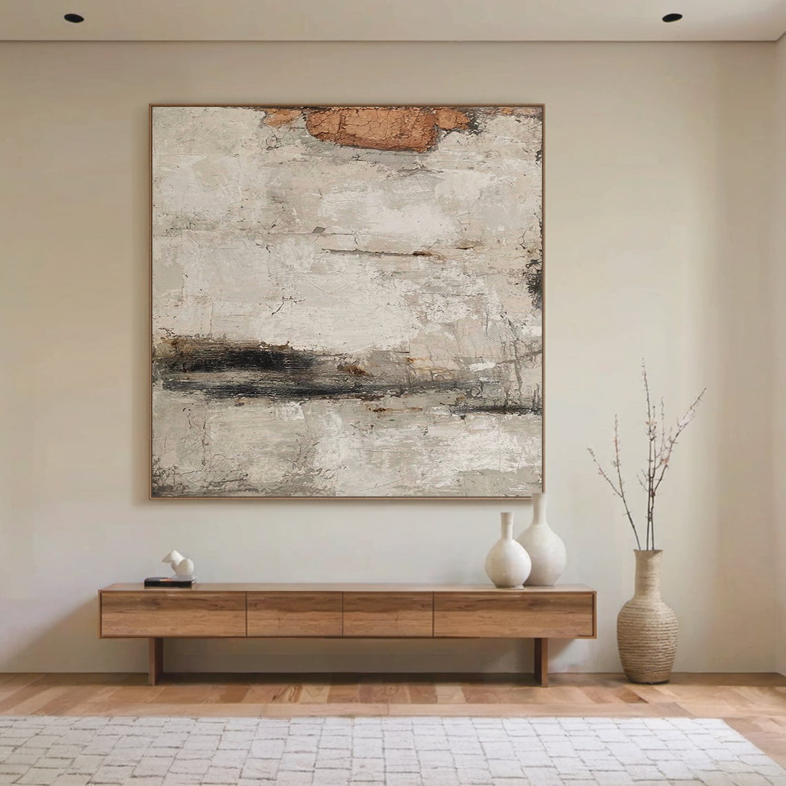 Urban Erosion Painting – Rust & Neutral Tones – AURA027(Vertical)
