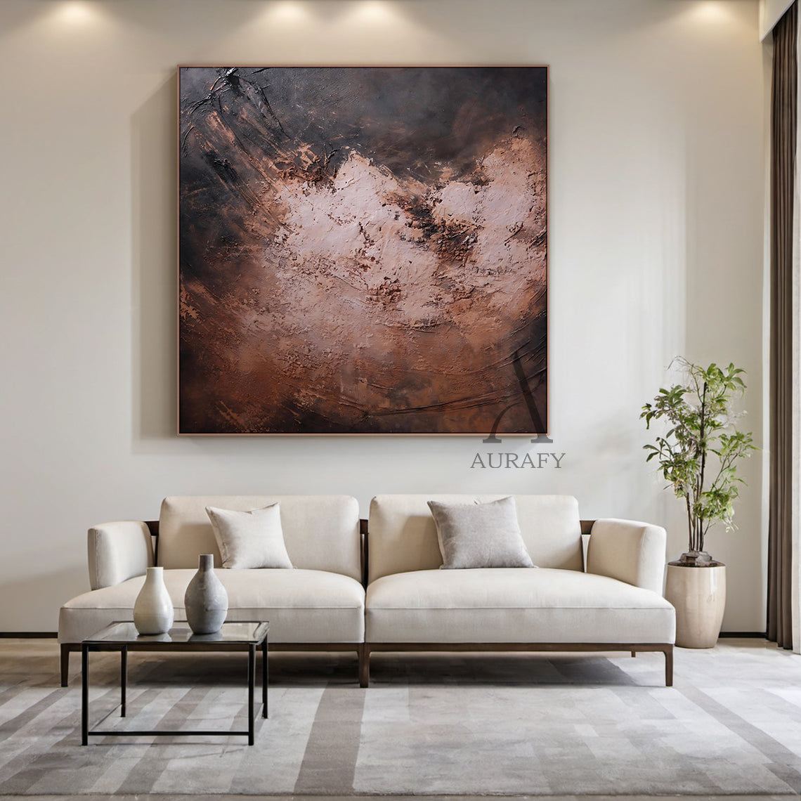 General Abstract Red Brown Wall Art Modern Home Decor Print AURA248