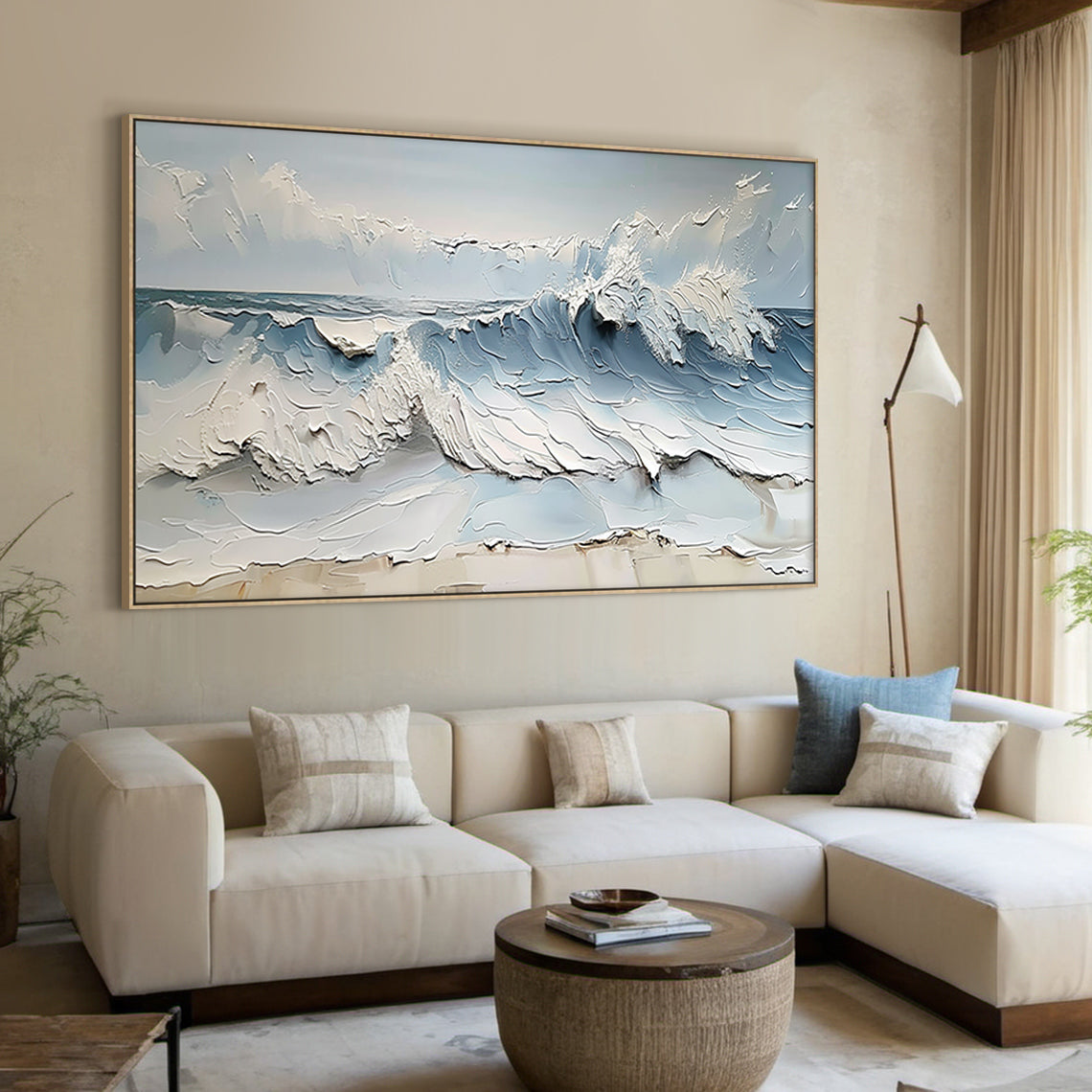 Azure Tides-Blue & White 3D Textured-AURA059