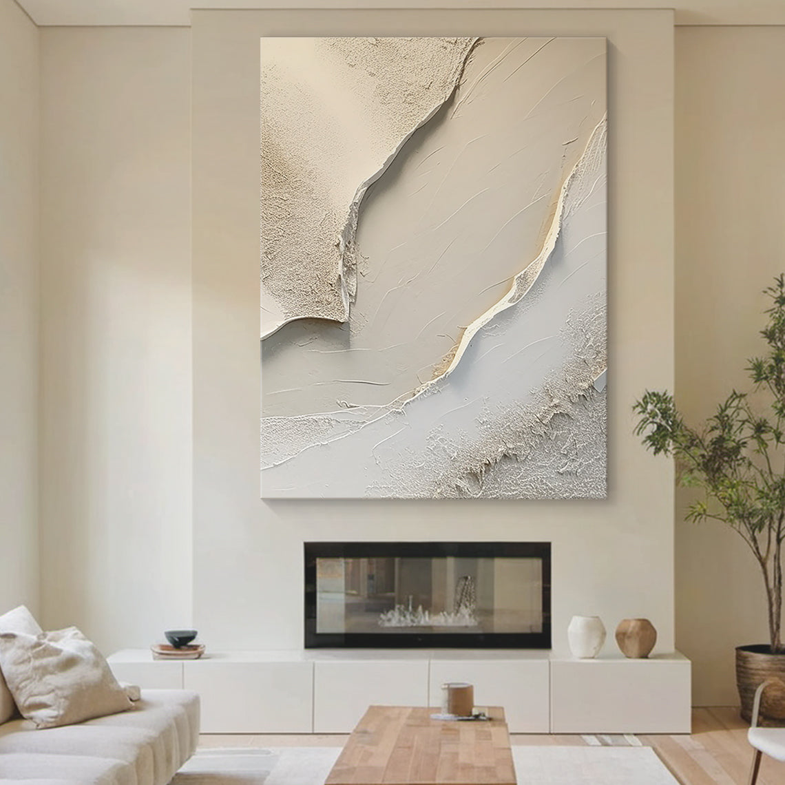 Abstract Earth Texture Wall Art-Soft Sand Tones-AURA010