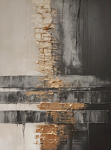 Bronze Axis Canvas a Charcoal & Ivory Textured Wall Art-AURA102