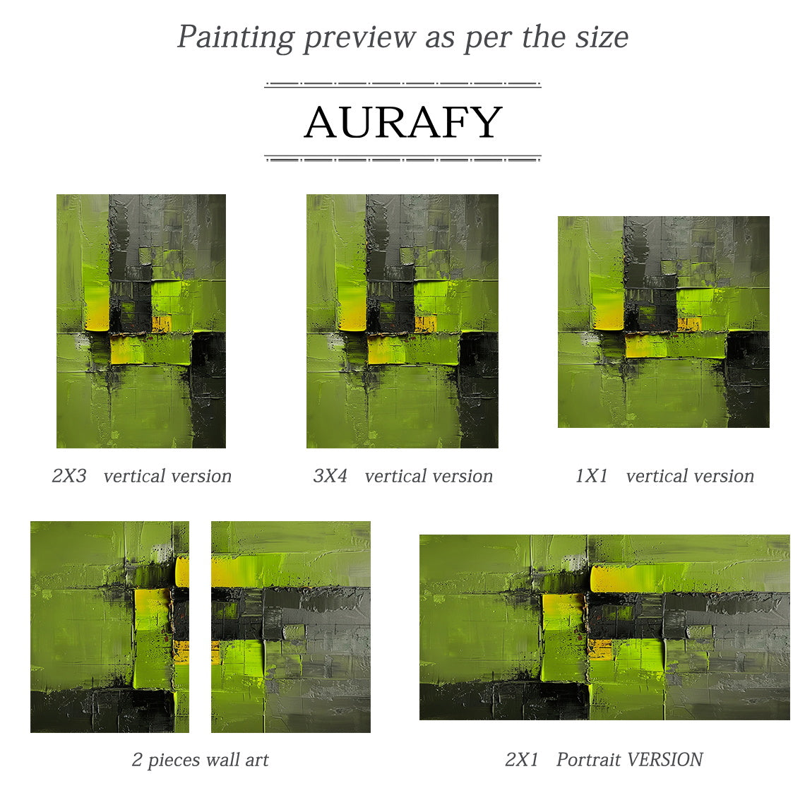 Green Abstract Art Impasto Sculpted Knife Strokes Tactile High-Relief Bold Modern Piece AURA460