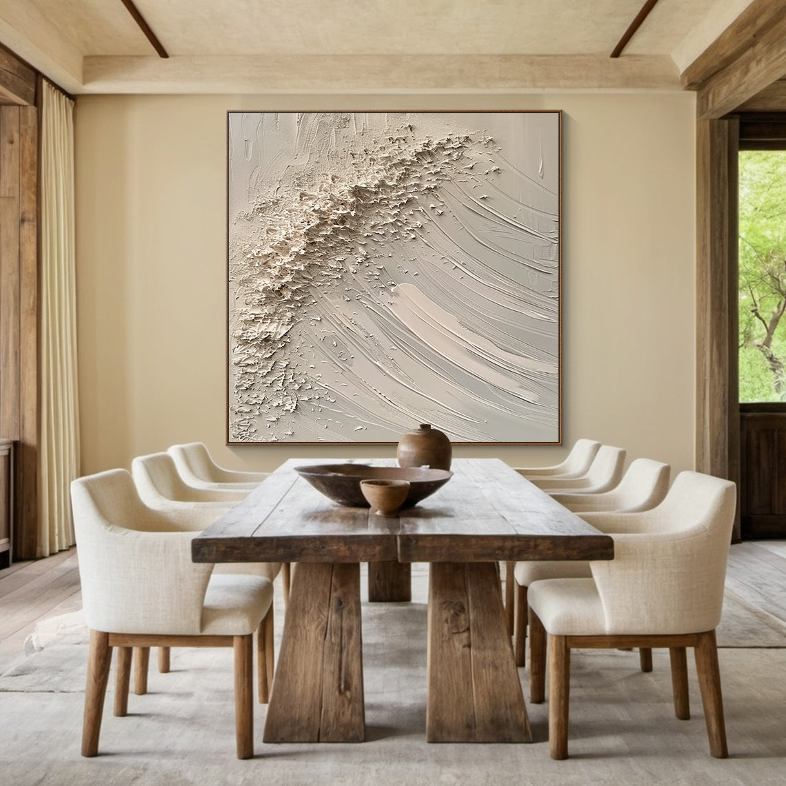 Quiet Tide-Beige Wave & Sky Texture Field-AURA139