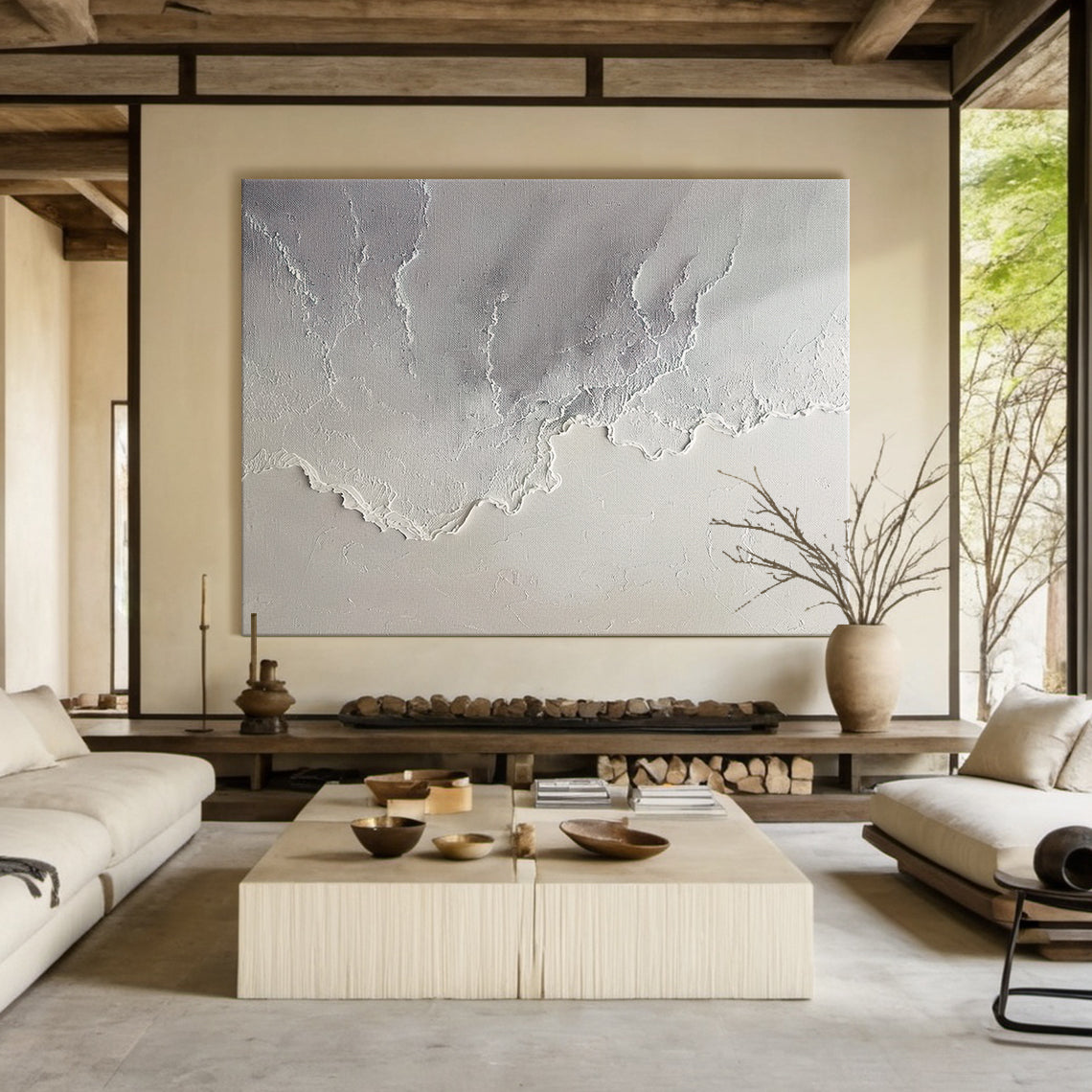 Quiet Tide-Gray Waves & Sky Minimalist Art-AURA117