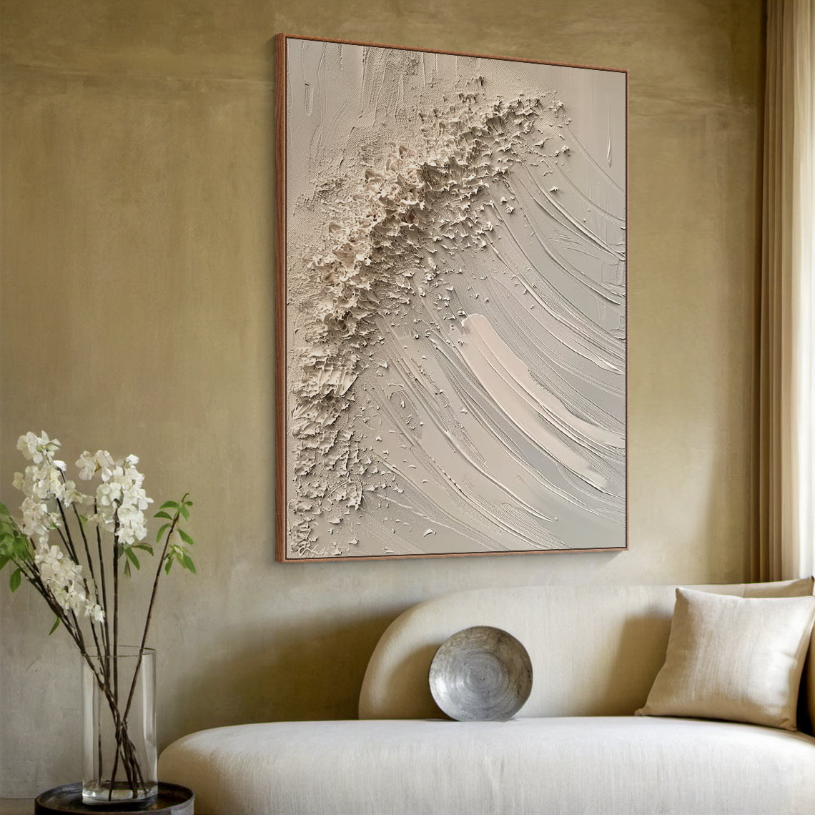 Quiet Tide-Beige Wave & Sky Texture Field-AURA139