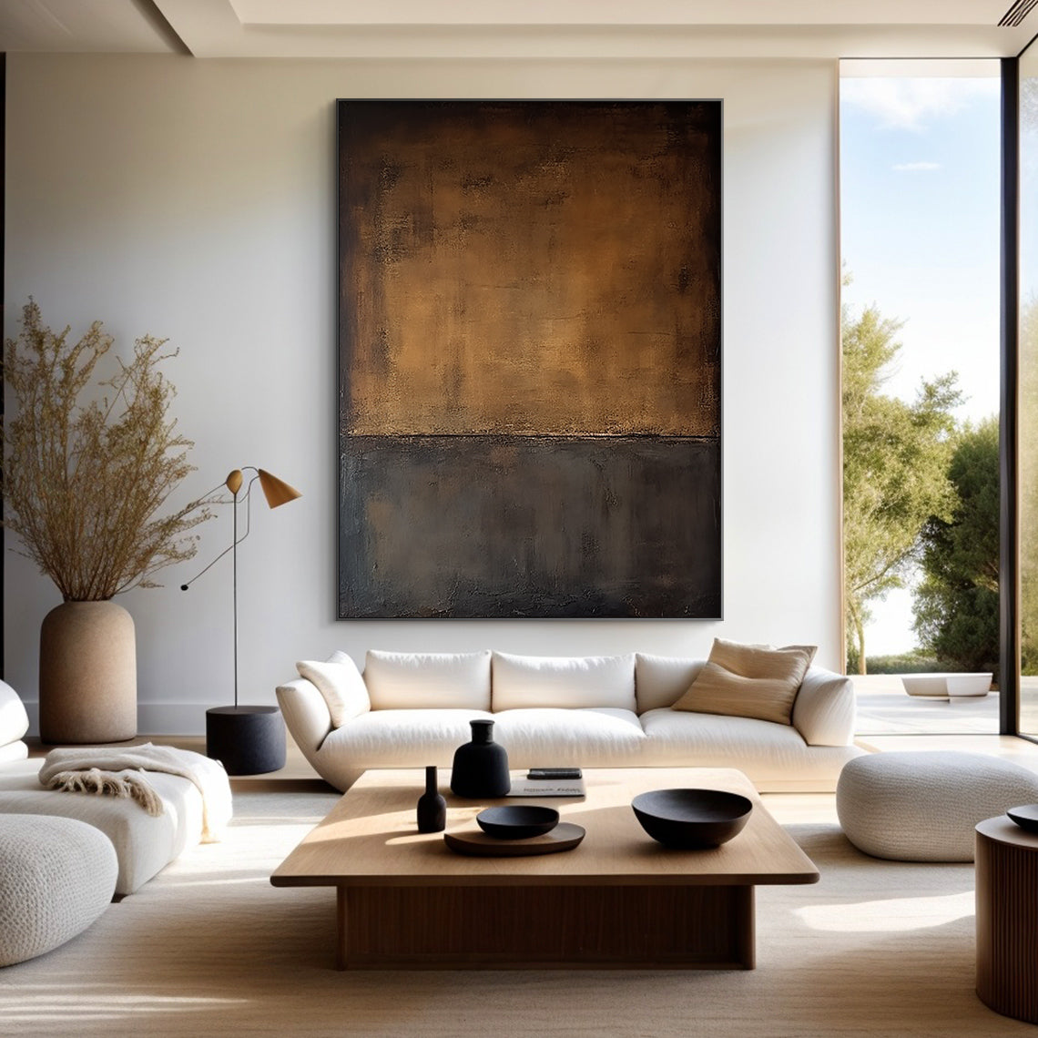 Modern Abstract Brown Textured Wall Art for Living Room Decor - AURA189