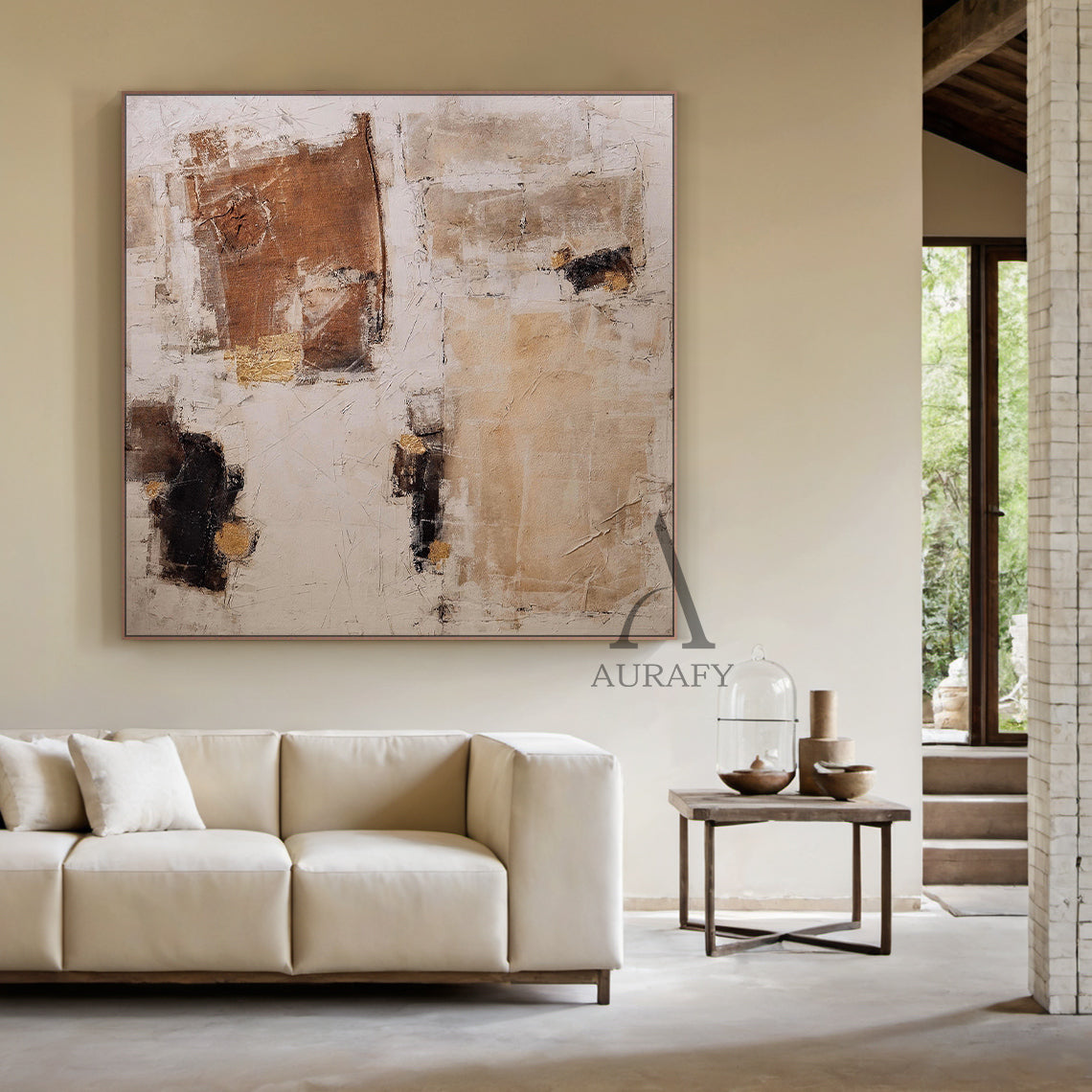 Stylish Beige General Abstract Wall Art for Modern Home Decor AURA237