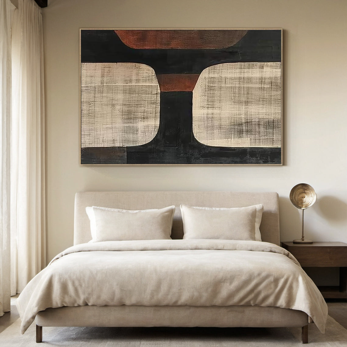 Geometric Earth Tone Abstract Wall Art – AURA056(Vertical)