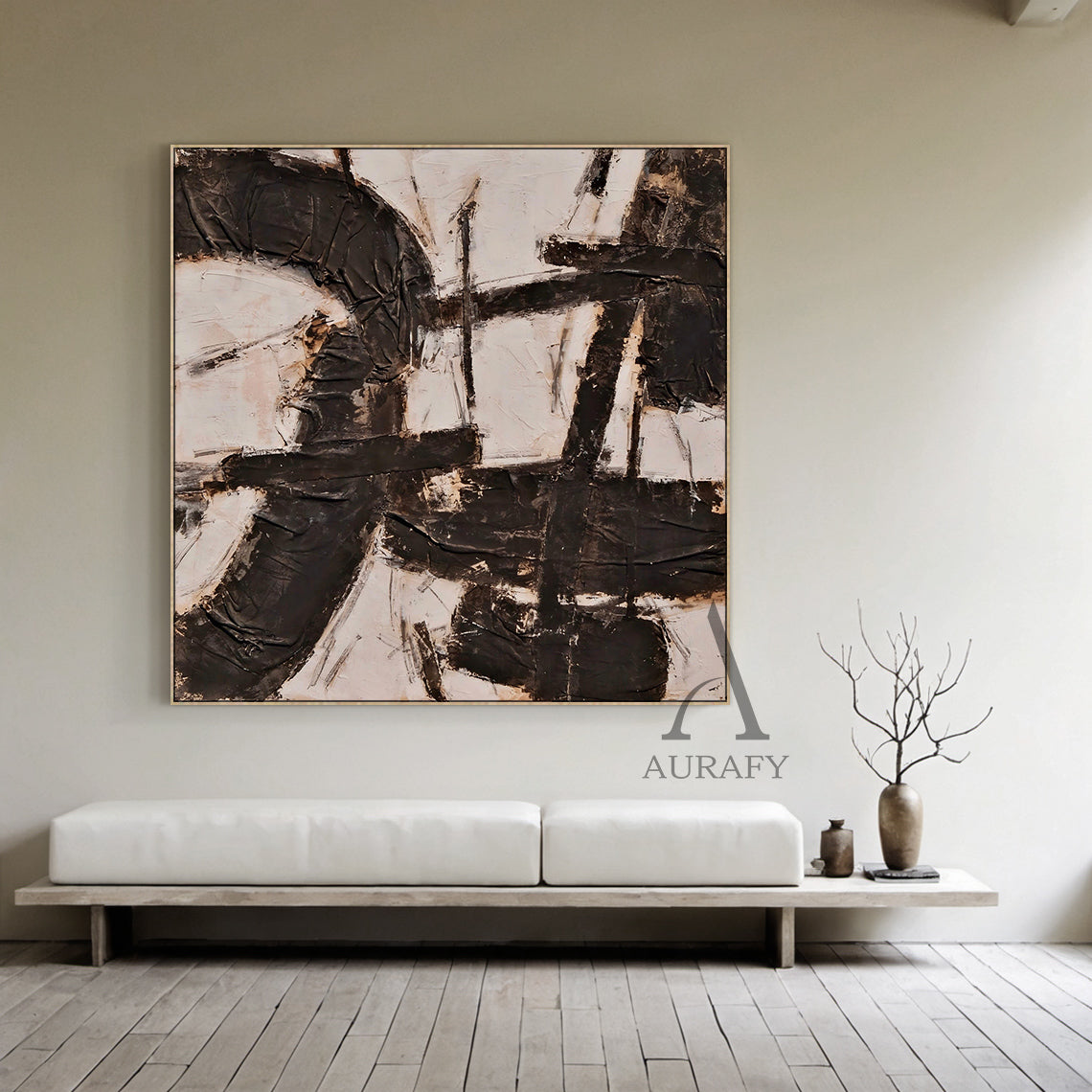 Black Abstract Canvas Wall Art Modern Living Room Decor Accent AURA238