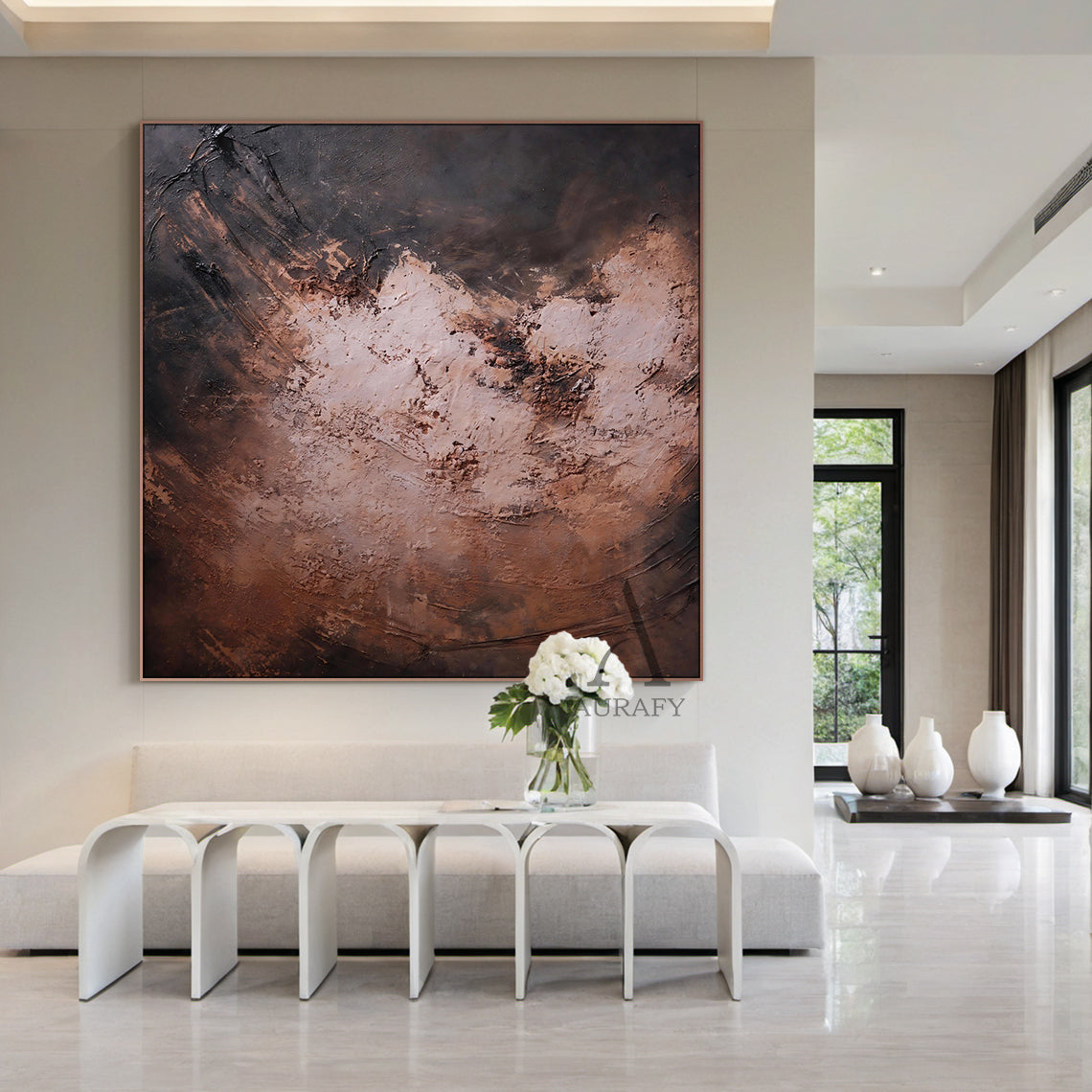 General Abstract Red Brown Wall Art Modern Home Decor Print AURA248