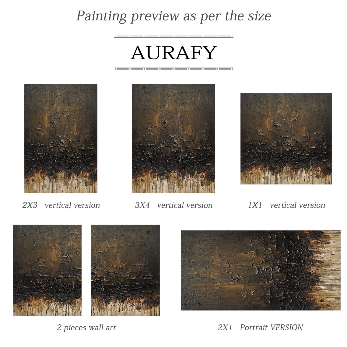Brown Abstract Painting with Cracked Layers and Trailing Marks - AURA848