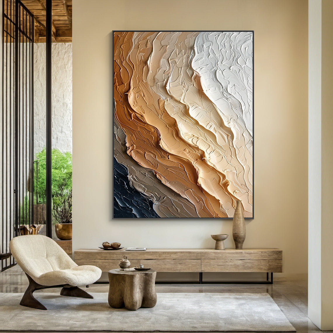 Earthflow Tide-Brown Wave Texture Field-AURA155