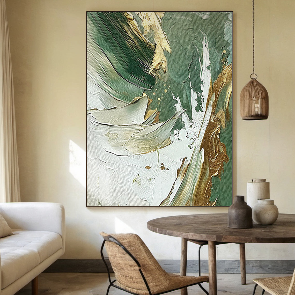 Emerald Drift-Green Abstract 3D Texture Art-AURA122