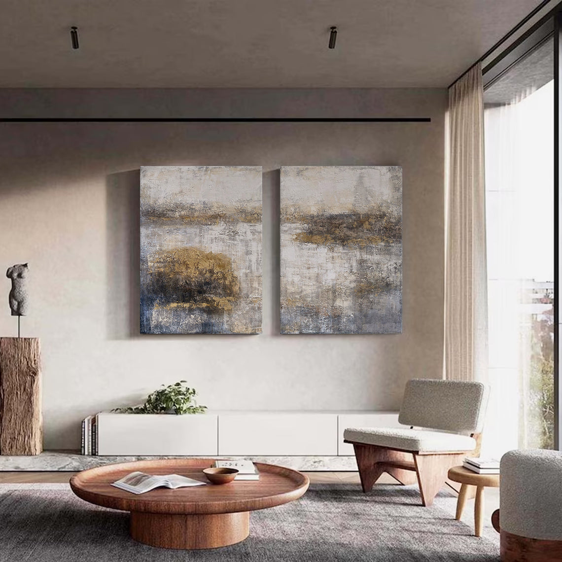 Modern Beige Brown Ceramic Vases Abstract Wall Art Decor Set -AURA180