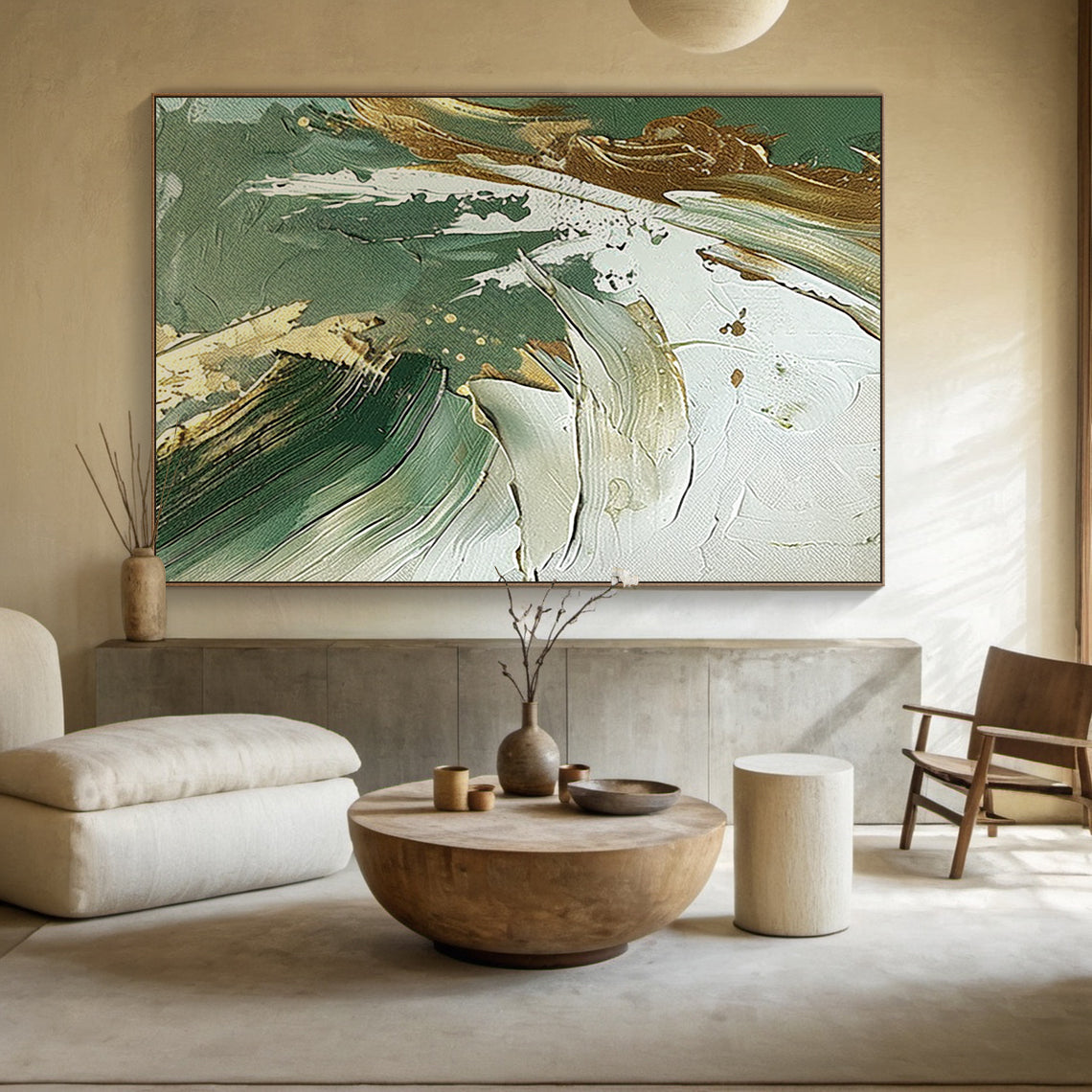 Emerald Drift-Green Abstract 3D Texture Art-AURA122