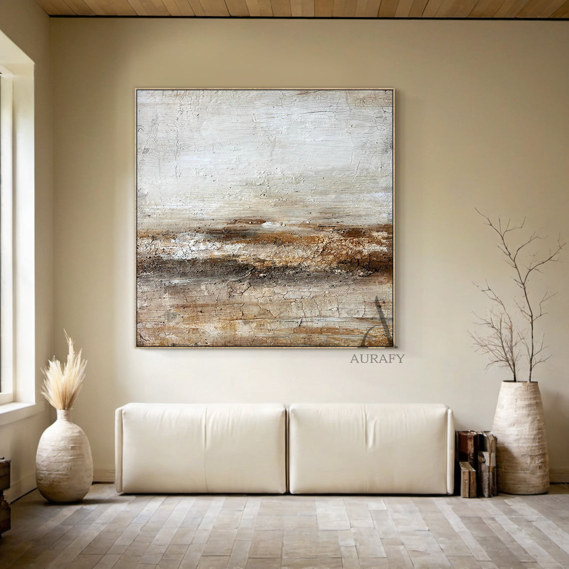 Wabi Sabi Style Beige Brown Living Room Decor Piece AURA249