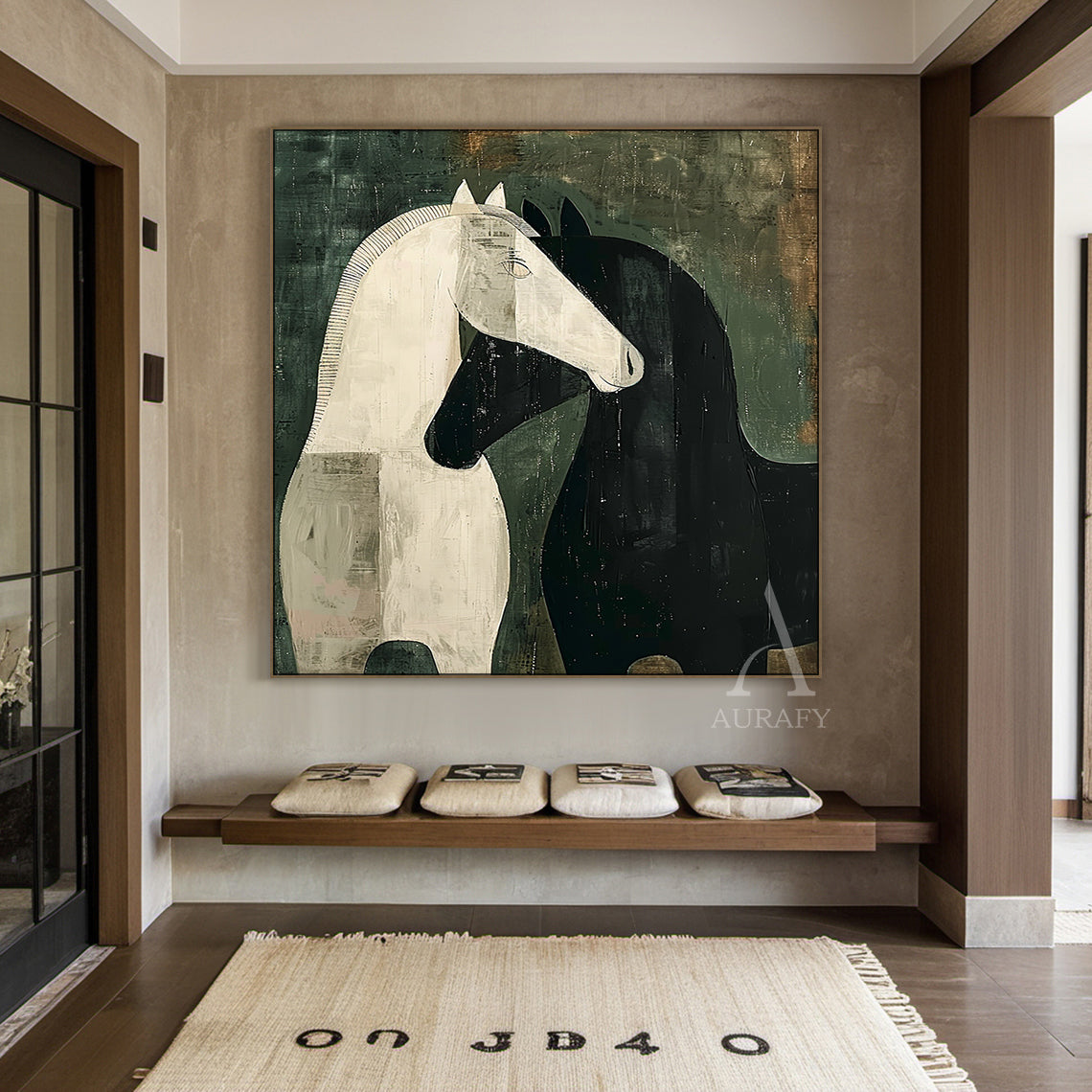 Cute Green Animal Wall Art for Modern Living Room Decor AURA335