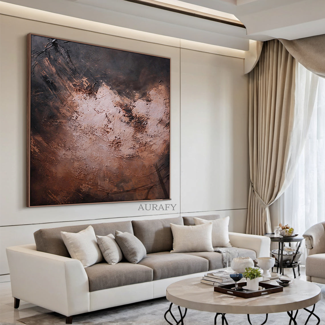 General Abstract Red Brown Wall Art Modern Home Decor Print AURA248