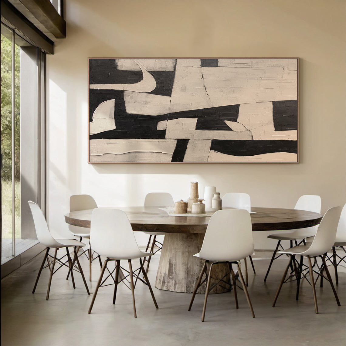 Abstract Geometric Texture Canvas-Noir & Sand painting-AURA050