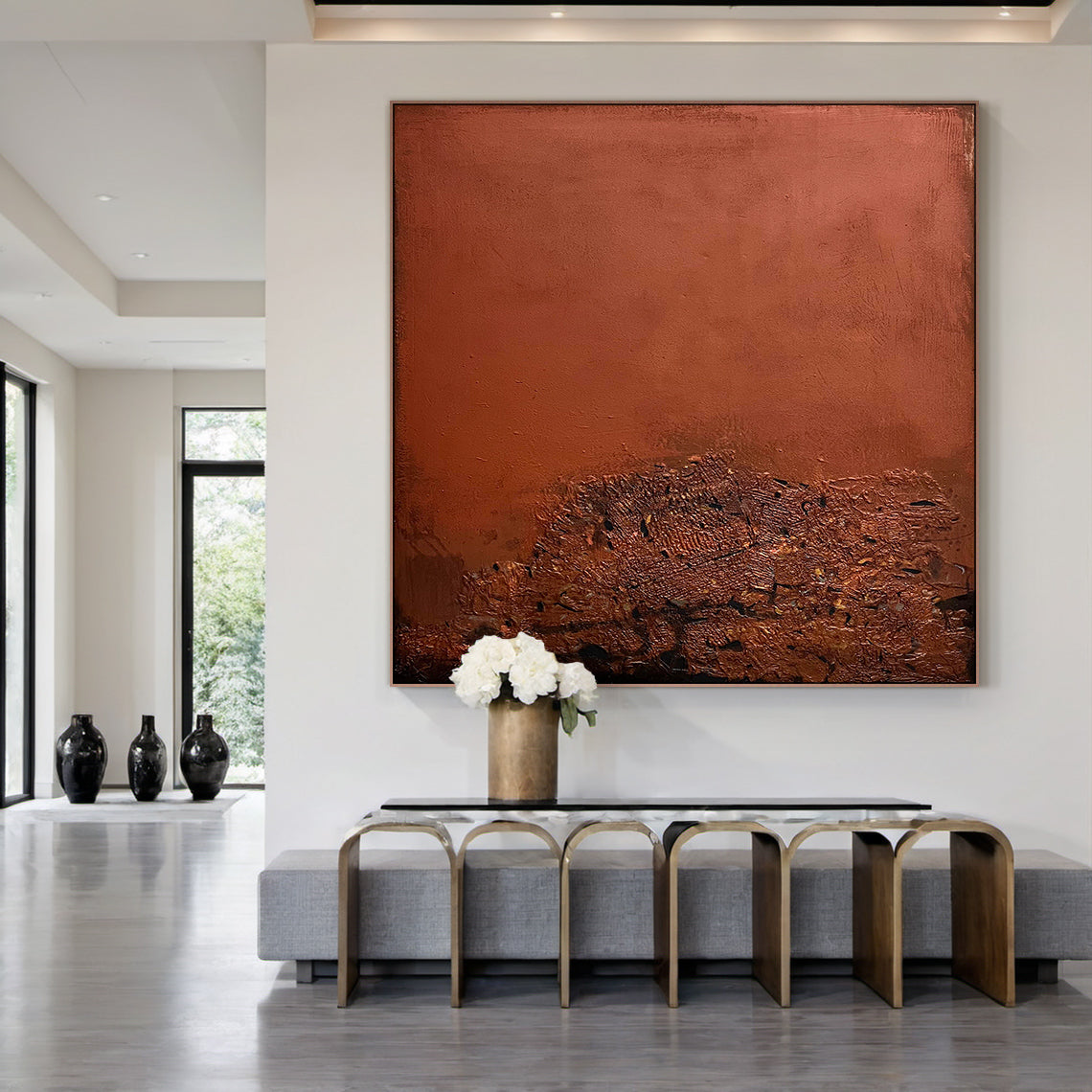 Wabi Sabi Red Textured Abstract Wall Art Living Room Decor AURA222