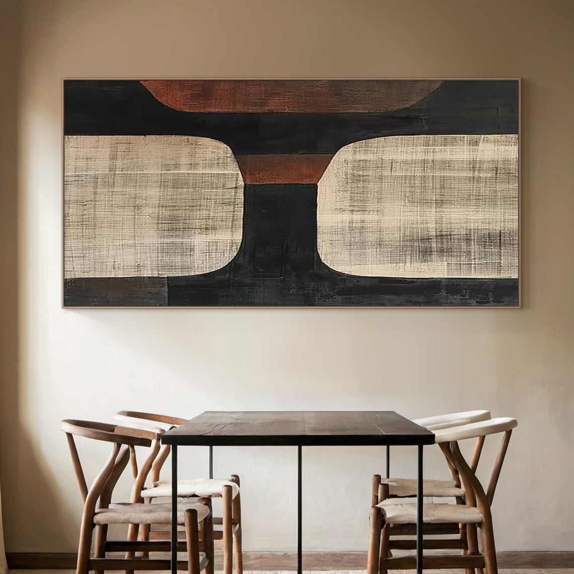 Geometric Earth Tone Abstract Wall Art – AURA056(Vertical)