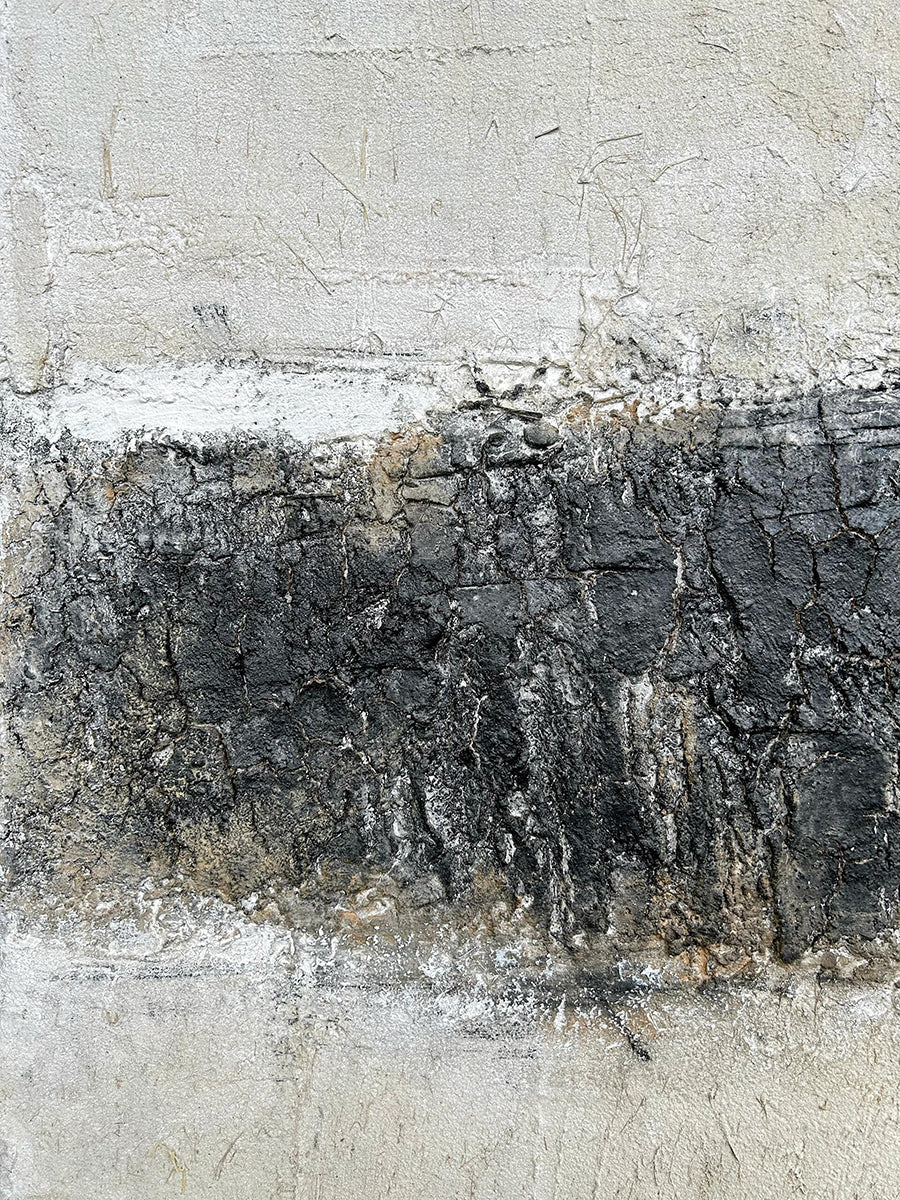 Wabi Sabi Abstract Wall Art Beige Black Textured Home Decor AURA219