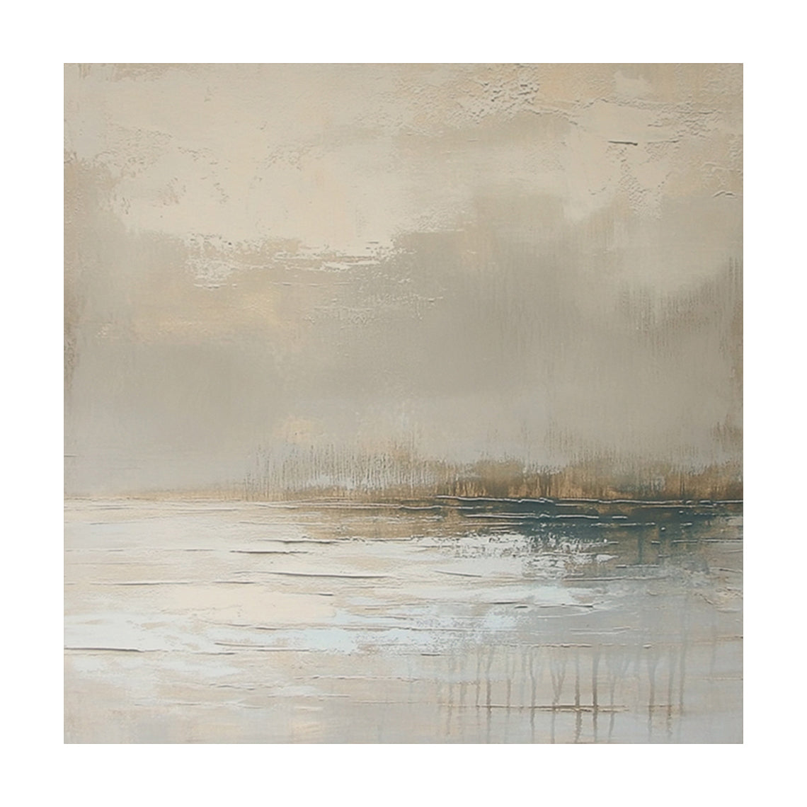 Abstract Gray Landscape Art tactile impasto scratch effects Modern Organic neutral tones AURA651