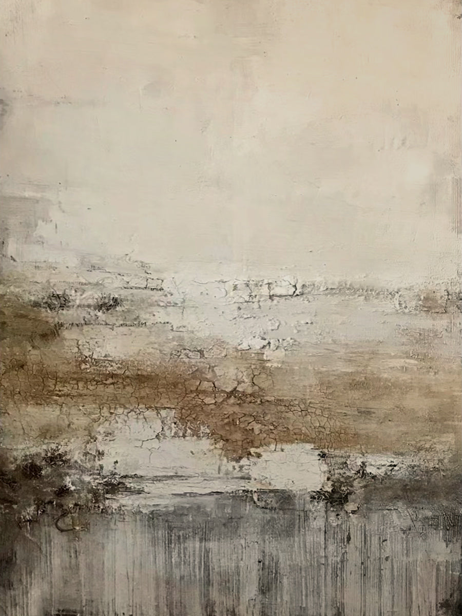 Weathered Horizon Wall Art-Cream & Smoky Taupe Tones-AURA015