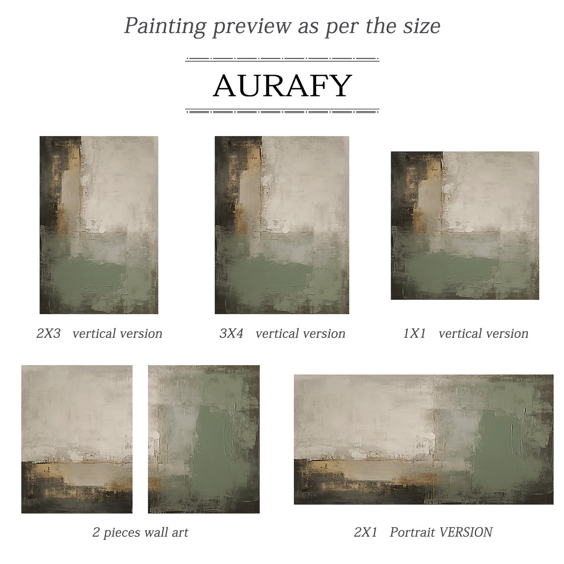 Modern Textural Abstract Wall Art – Sage Green & Earth Neutrals – AURA023(Vertical)