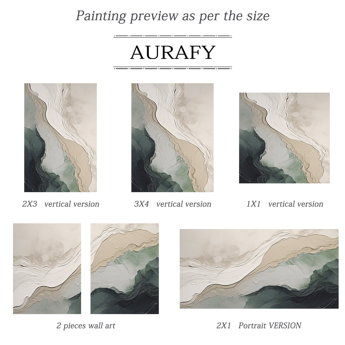Textural Abstract Wall Art – Ocean Green & Sand Layers – AURA039(Horizontal)