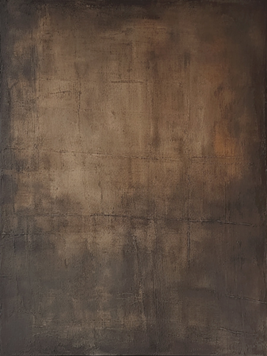 Wabi-Sabi Minimalist Wall Art – Aged Brass & Tobacco Brown – AURA016(Horizontal)
