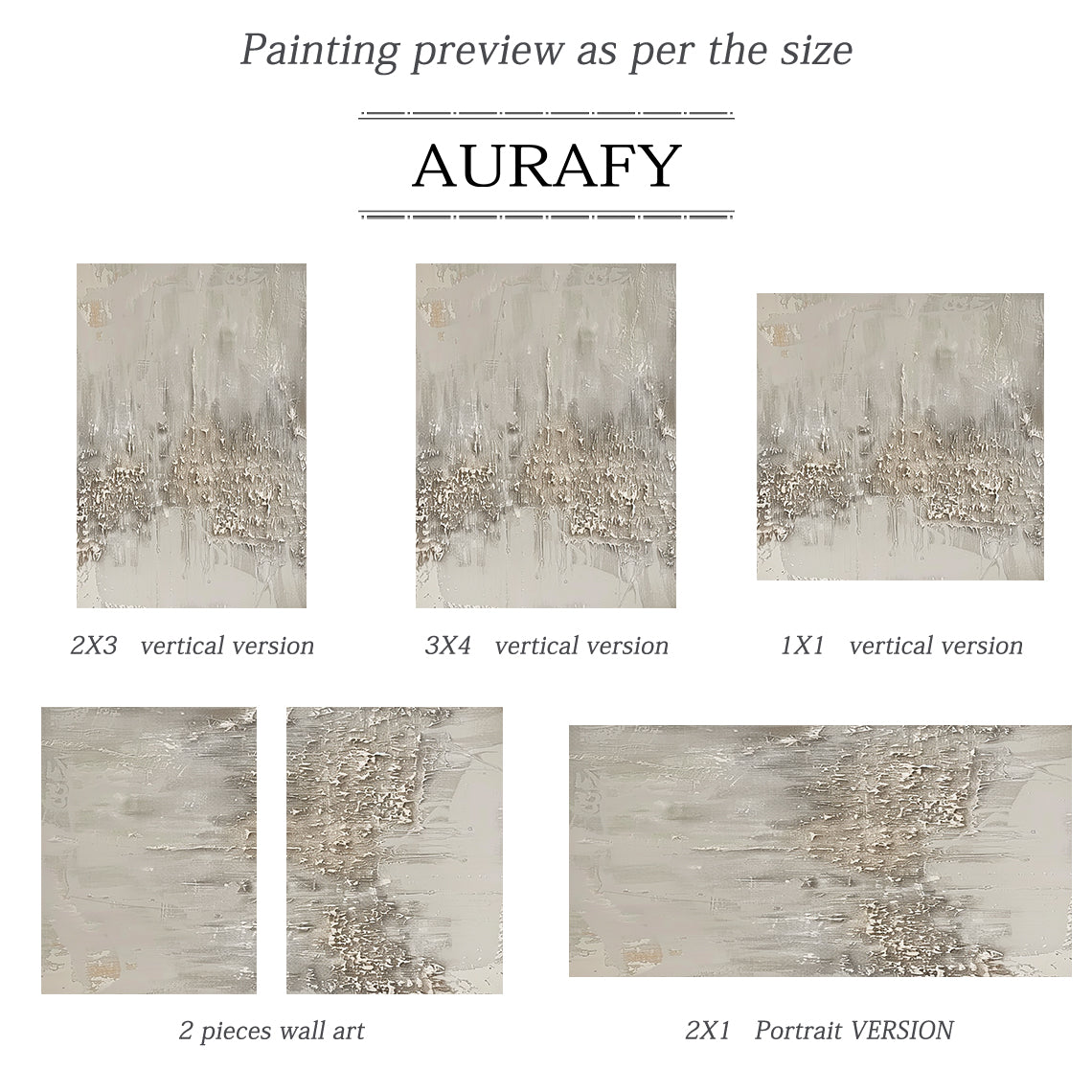 Distressed Drip Canvas – Soft Gray & Cream Tones – AURA024(Vertical)