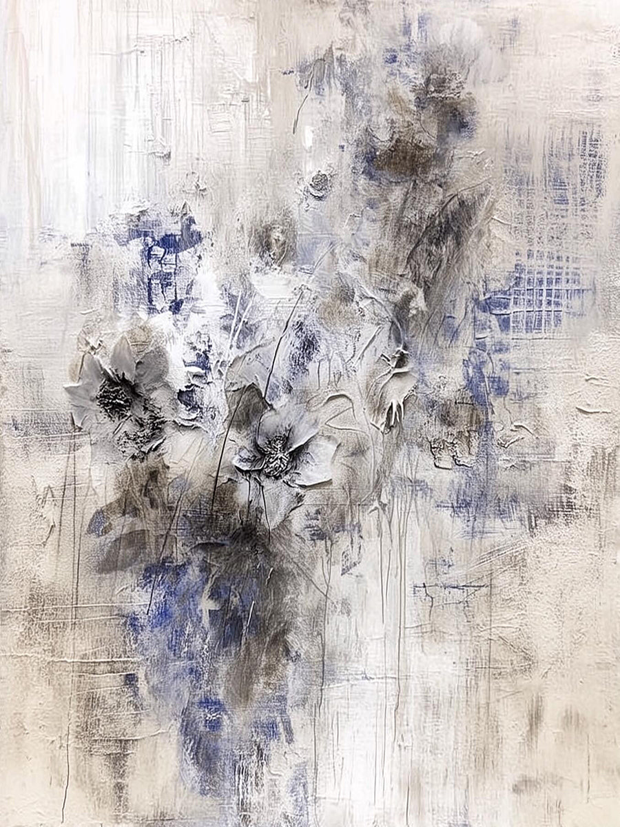 Wabi Sabi Beige Blue Abstract Textured Wall Art Living Room AURA221