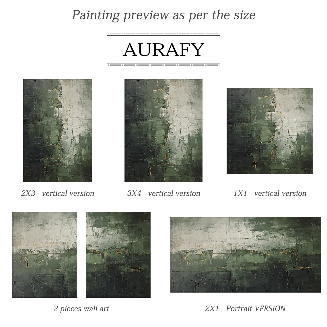 Verdant Patina-Green & Gray Wabi-Sabi Art-AURA076