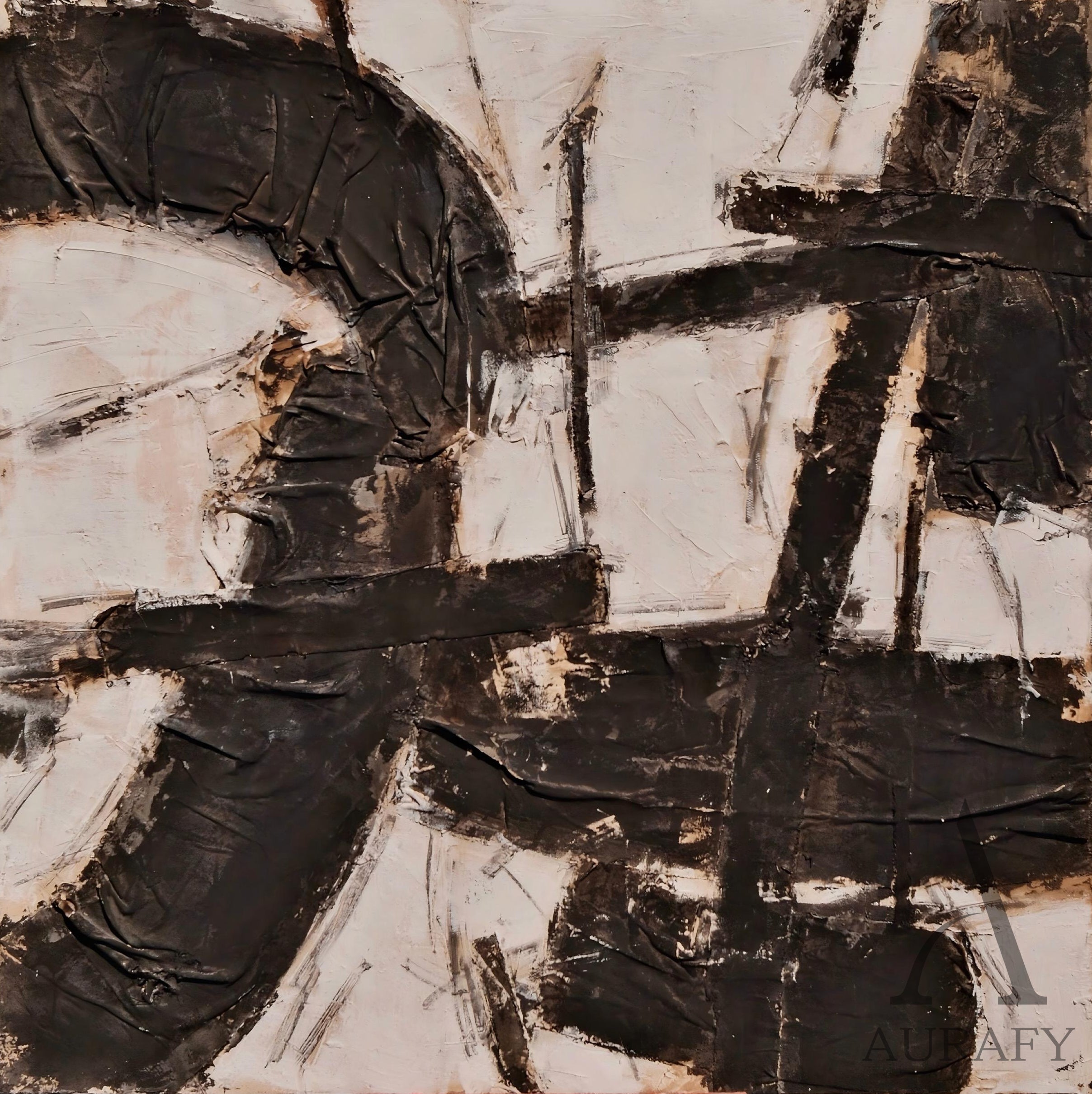 Black Abstract Canvas Wall Art Modern Living Room Decor Accent AURA238