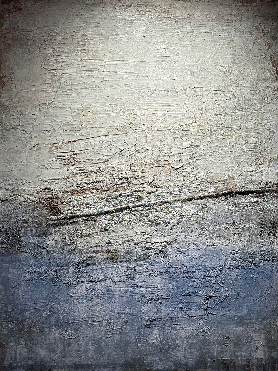 Wabi Sabi Gray Blue Abstract Textured Living Room Wall Art AURA225