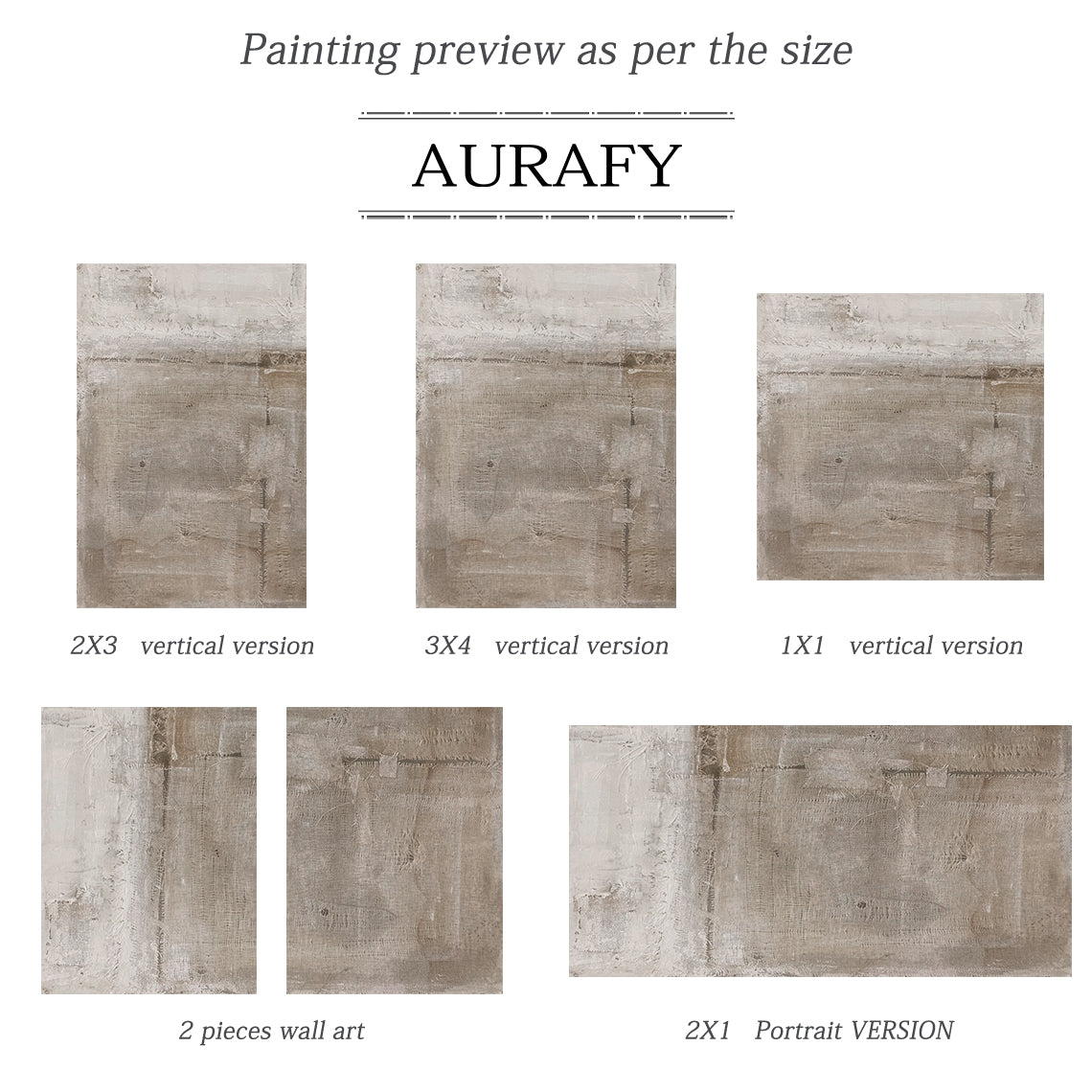Distressed Texture Wall Art – Taupe & Soft Gray Tones – AURA026(Vertical)