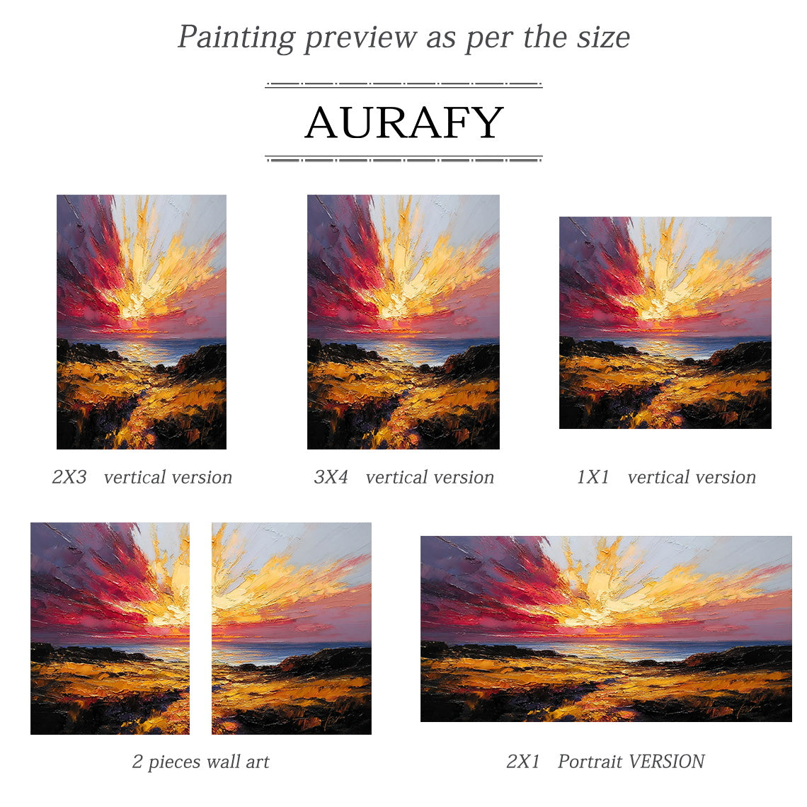 Textured Palette Knife Red Brown Coastal Sunset Impasto Canvas Wall Art Modern Organic Home Decor AURA748