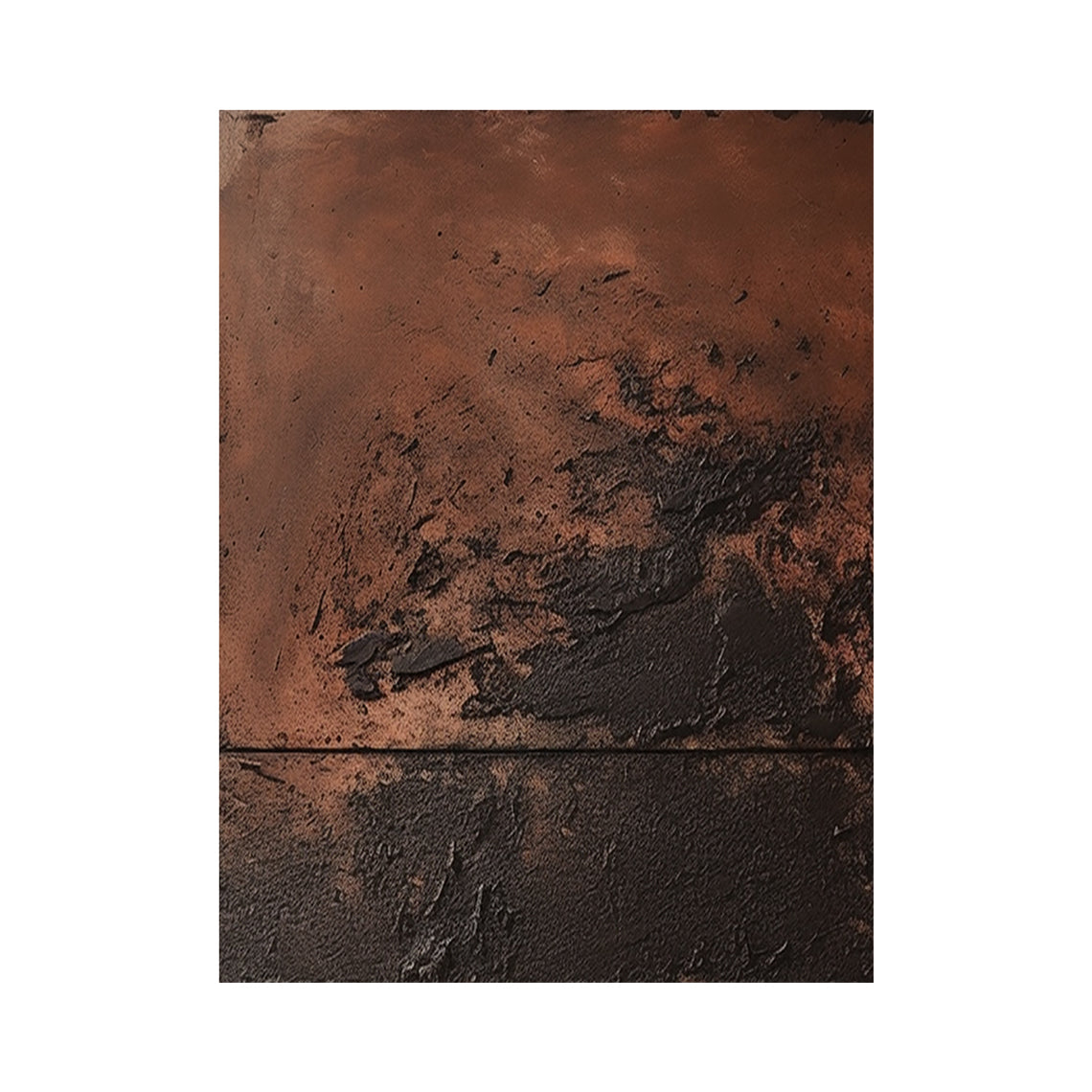 Red Brown Abstract Painting with a Sweeping Dark Textured Mass - AURA846