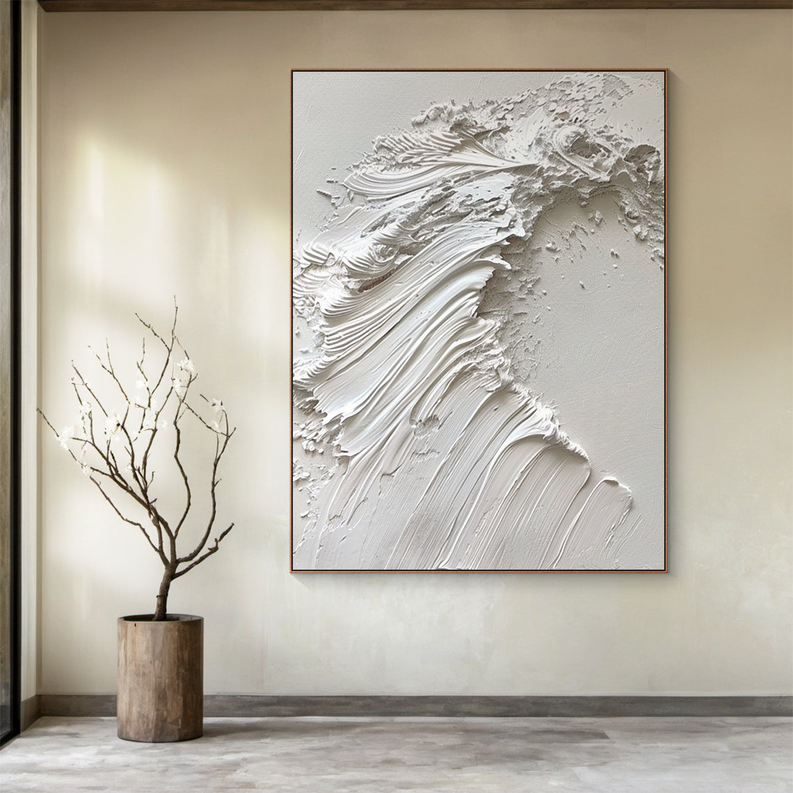 Silent Crest-White Waves & Sky 3D Touch Art-AURA119 – AURAFY ART