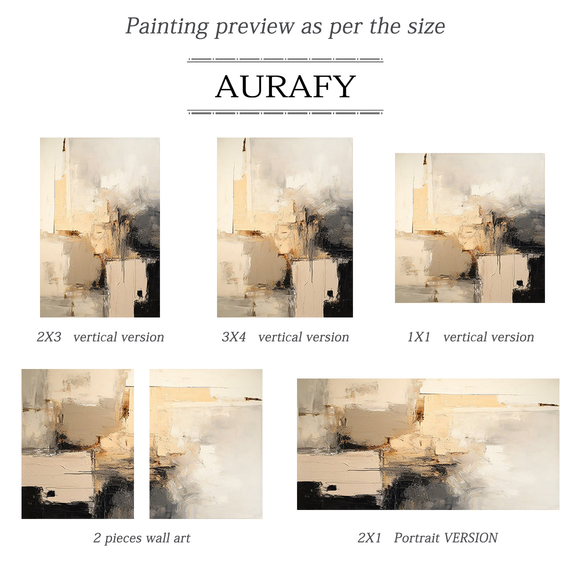 General Abstract Beige Black Wall Art for Contemporary Home Decor AURA286
