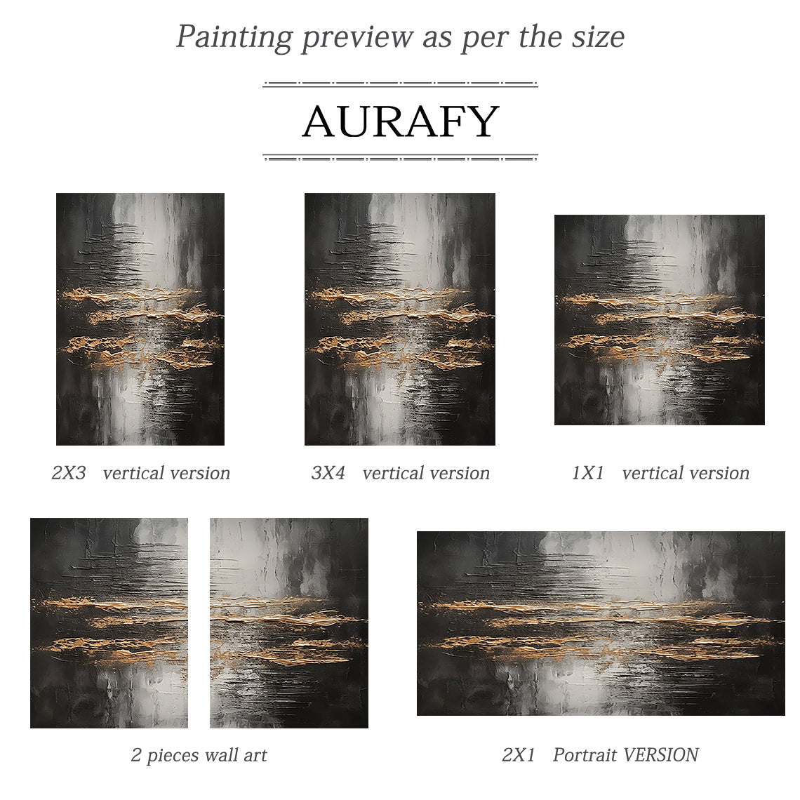 Abstract Black Gray Gold Wall Art Modern Living Room Decor -AURA190